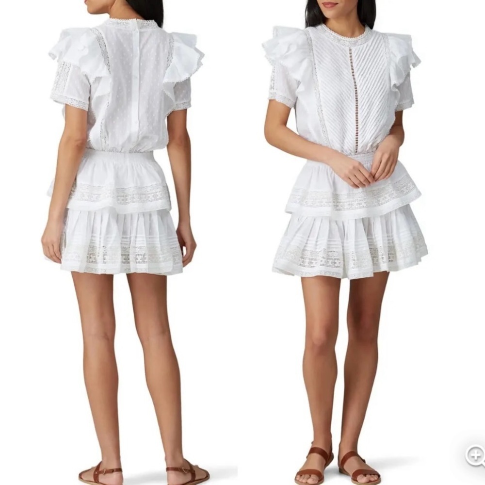 Maia Bergman Mery Dress Fit & Flare Mini Tunic Size Med White Eyelet